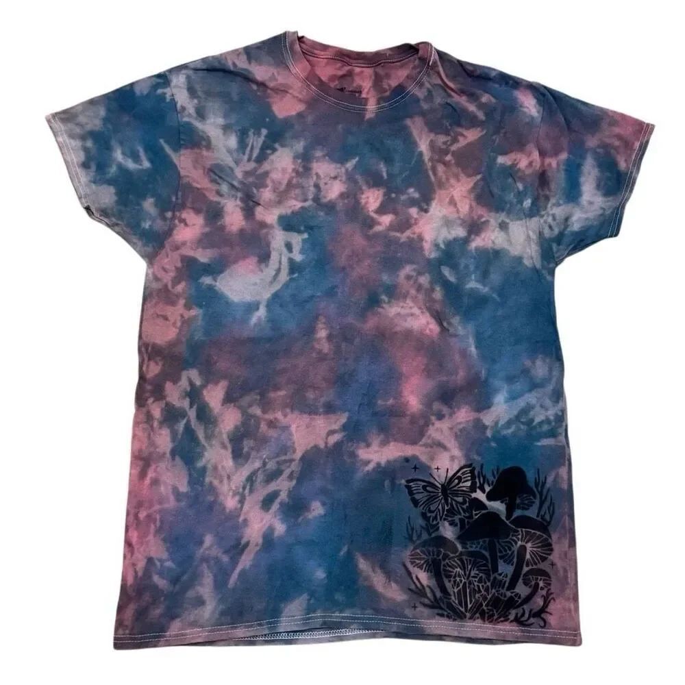Tie-Dye Mushroom Butterfly Stencil T-Shirt Unisex L